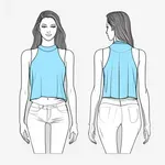 pale blue cropped tank top with keyhole neckline image